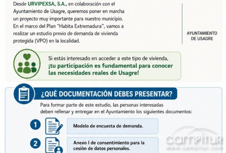 Usagre quiere medir su necesidad real de vivienda protegida